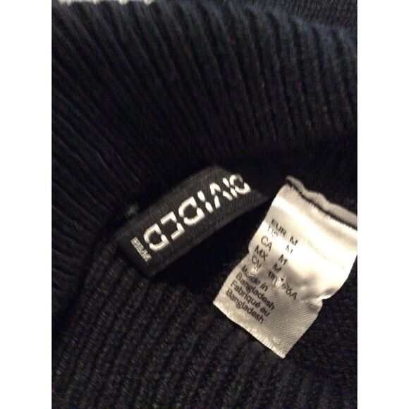 Black white Striped Cropped Sweater Soft Mock Turtleneck Medium M Oversized - Picture 3 of 6